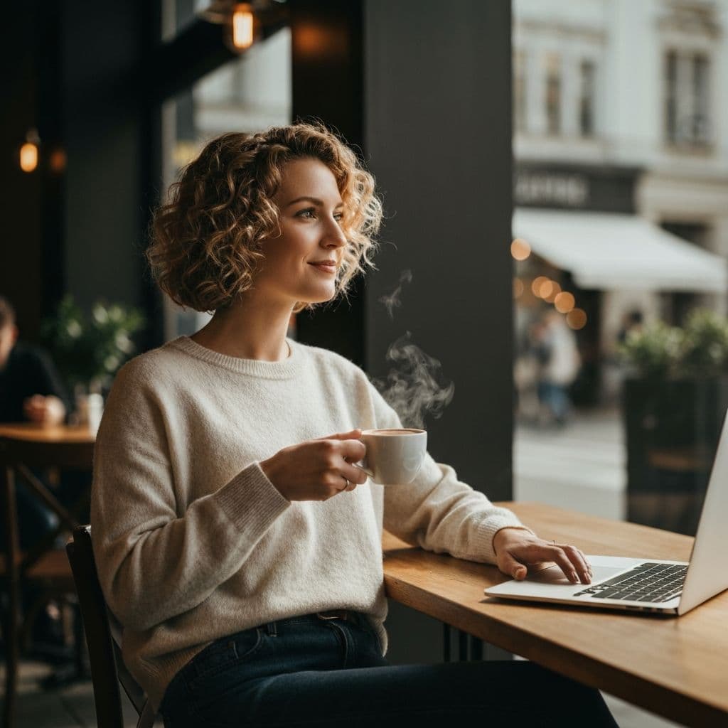 Entspannter Eigentümer verwaltet Immobilien digital